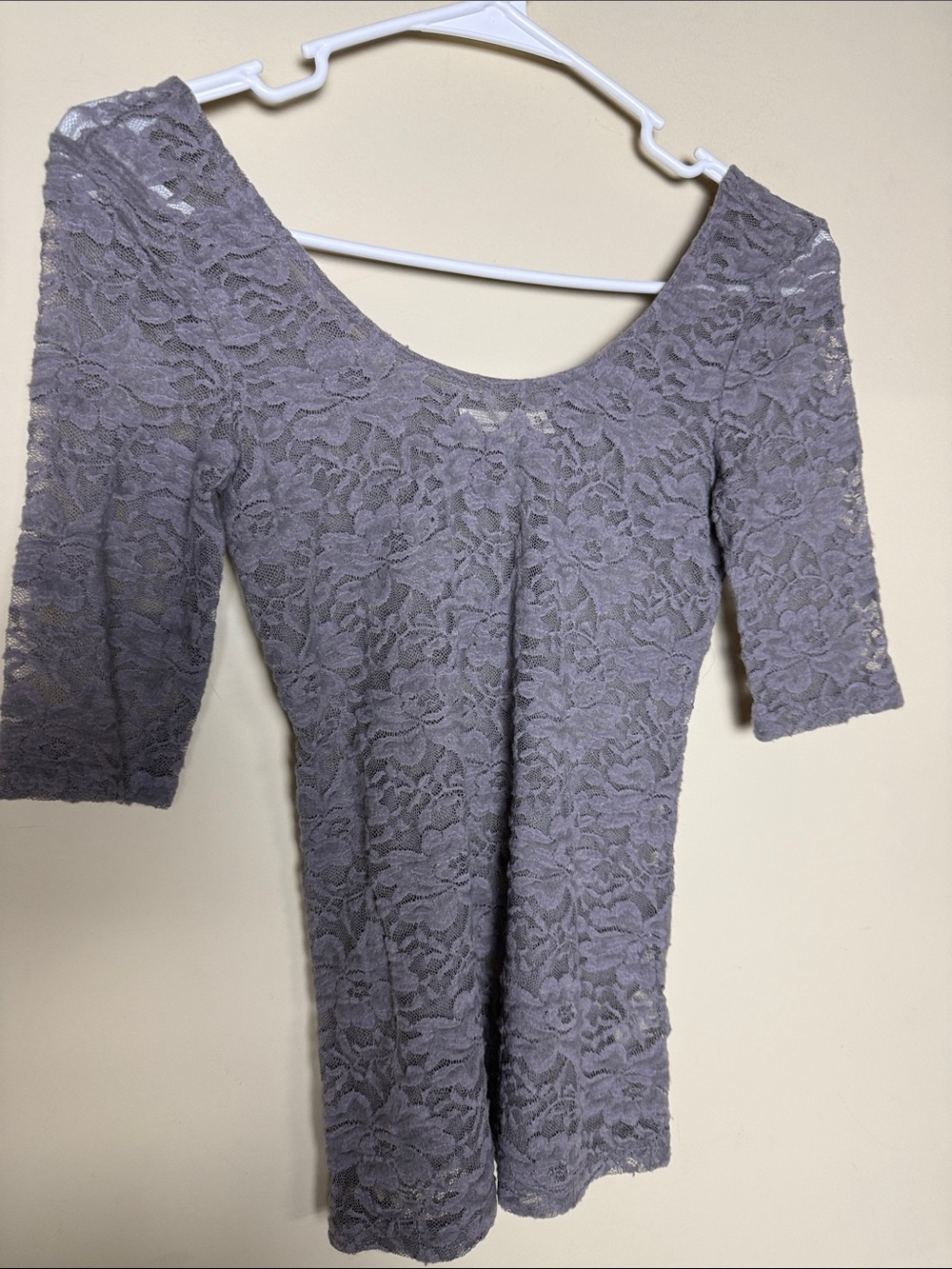 Y2K Mudd Small lavender grey all-lace top half sleeves dark romantic